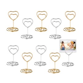 oruola 10pcs Desktop Photo Holder, Heart Shape Table Number Holder, Seat Card Holder, Metal Wire Photo Holder, Seat Card Menu Holder, Memo Photo Menu, Wedding Anniversary Party