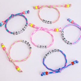 GLANFOIO 9 Beaded Friendship Bracelets for Girls Kids Jewelry, Rainbow Letter Cute Bracelets Bulk for Toddlers, Dress Pretend Play Toy Gift Goodie Bag Princess Birthday Party Favors