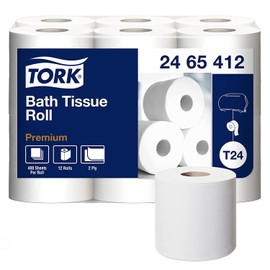 Tork Bath Tissue Roll Premium 2-ply For everyday use at home Extra soft toilet paper 4.1x4", 400 sheets/roll, 12 rolls/poly pack, 4 packs/case