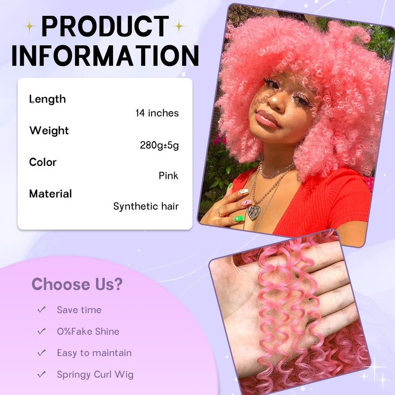 Curly Afro Wigs for Black Women Curly Wig with Bangs
