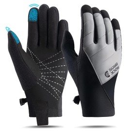 ROCKBROS Cycling Gloves Winter/Autumn Thermal Sports Gloves Full Finger Shockproof Cycling Gloves for Cycling, Running, Hiking Men / Women, black / grey