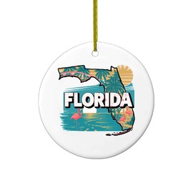 Florida Vintage Style Print Christmas Ornament | United States 50 State Collector's Series | Travel Souvenir Gift