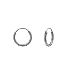 Bungsa© Classic 925 Silver Hoop Earrings 10 mm Narrow for Men and Women - 3 Colours Available, Silver, No Gemstone