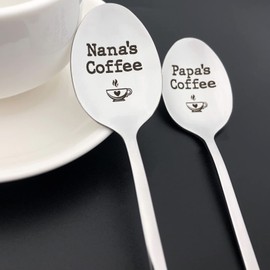 Nana and Papa Gifts for Grandparents Nana’s Coffee Papa’s Coffee Spoon Gifts for Grandma and Grandpa Fathers Day Mothers Day Gift Birthday Christmas Spoon Gifts for Nana and Papa