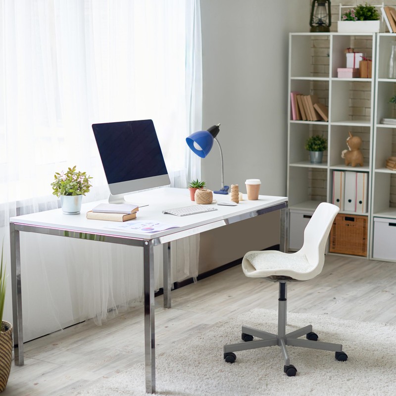 Simple Designs LD2014-BLU-LB 15.25" Adjustable Clip Lamp Light with LED