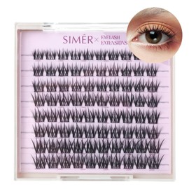 SIMER Lash Clusters D Curl 10-16mm Mixed DIY Eyelash Extensions 80PCS Cluster Lashes Individual Eyelash Reusable Wispy Natural Lash Extensions DIY at Home, Tuberose