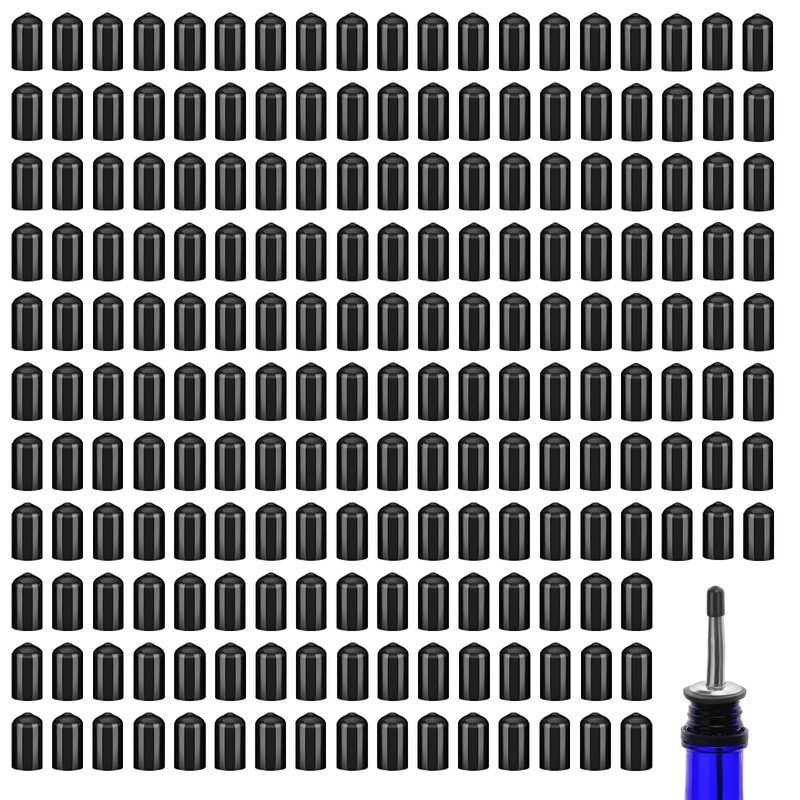 200 PCS Pourers Dust Covers Black Pourer Cap Rubber Caps