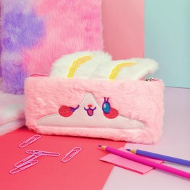 Starplast Plush Pencil Case 1 Zip Rabbit Design – Extra Durable, Soft and Large Capacity, School, College, Daily Use., pink, School Bags