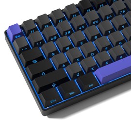 Rainy75 Shine Through Double Shot PBT Keycaps Set, Cherry Profile Custom Keycaps 60 65 75 100 Percent for 61/64/68/84/87/100/104/108 Retro Gaming Mechanical Keyboard, Black Purple