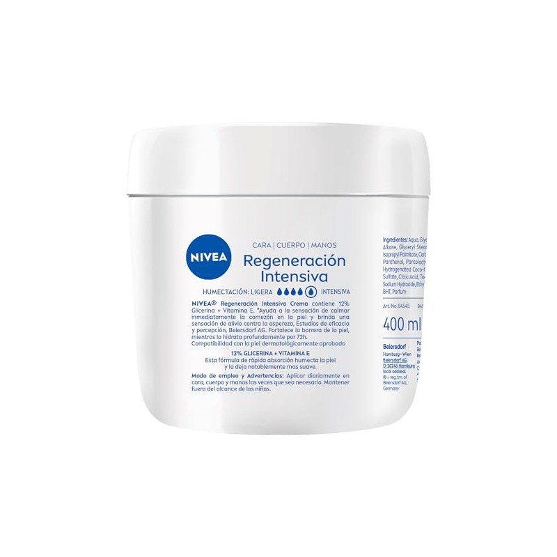 Nivea Body Crema Corporal Humectante Regeneración Intensiva Tarro 400ml