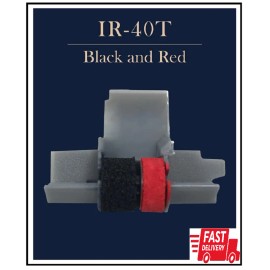 Package of Two Casio HR-100TM and HR-150TM Calculator Ink Roller, Black and Red,