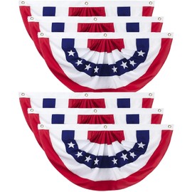 2x4 Ft American Flag Bunting Outdoor - USA Patriotic Pleated Fan Flag for 4th of July Memorial Day Decorations 6 Pack