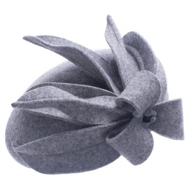 Lawliet Women Wool Felt Pillbox Fascinator Wedding Fedoras Party Gray Hats with Floral Design (Gray), One Size