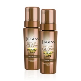 Jergens Natural Glow Instant Sun Body Mousse, Self Tanner for Deep Bronze Tan, Sunless Tanning Body Bronzer for Natural Looking Color Instantly, 6 Oz, Pack of 2