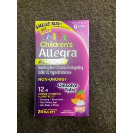 Allegra 2*childrens Allegra Allergy 12HR  24 Tablets Orange Cream Flavor  EXP 05/25 48ct