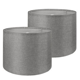 Lampshades Set of 2, 13" Top x 13" Bottom x 10" High Drum Lampshade,Traditional Lamp Shade, Assembly Required, Medium-sized Lampshades for Table Lamp, Floor Lamp, Bedside Lamp,Gray