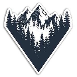 2 x 10cm Mountains Vinyl Stickers - Forest Trees Sticker Laptop Luggage #17848 (10cm Tall)