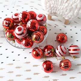 Ornament Christmas Ball Set of 24 6 cm Nordic cute stylish Festive Christmas Tree Decoration Christmas Xmas Ornament Decoration Round Rugs Red Gold Blue Purple , bule