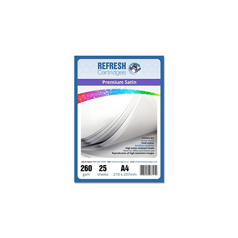 Refresh Cartridges Satin Resin Coated (Micro Porous) A4 Inkjet Printer