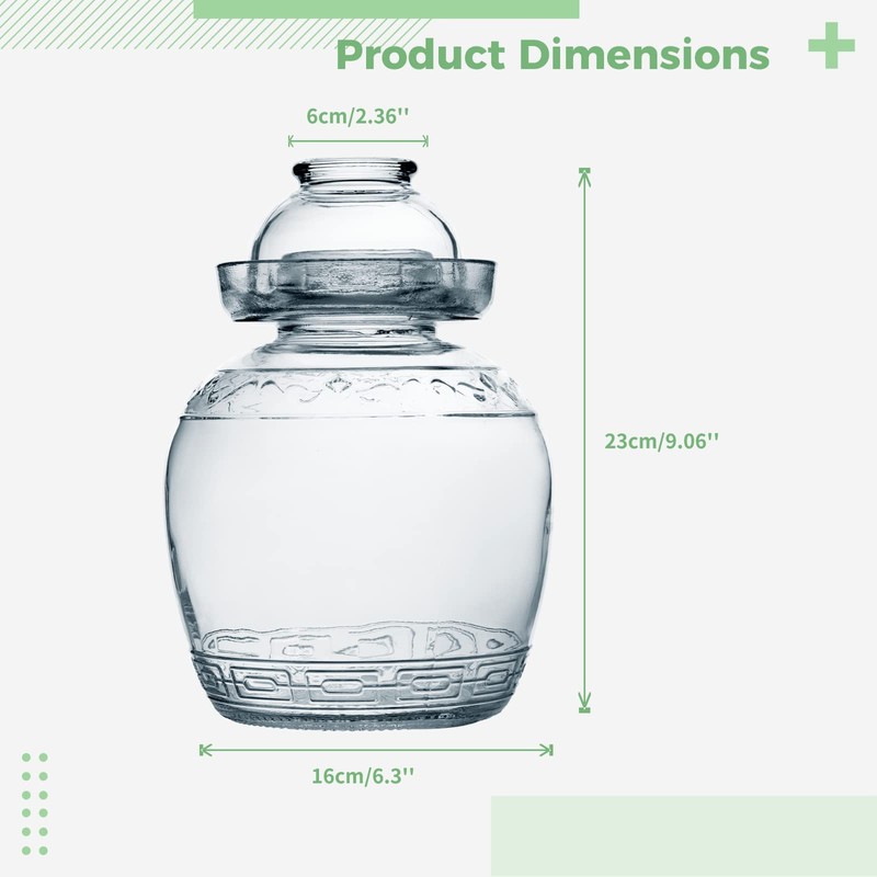 Anjetan 1.5L/2.5L/4.5L Glass Fermenting Jar, Large Capacity Sealed Pickle Jar,
