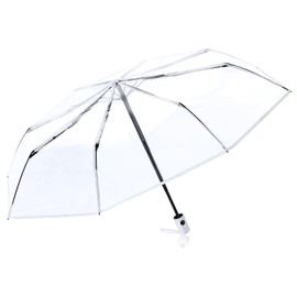 VALICLUD Automatic Opening Close, Transparent Pocket Umbrella, Easy to Carry, White