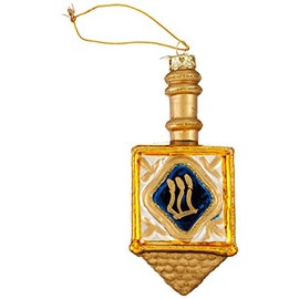 Noble Gems Kurt Adler 4-Inch Glass Jewish Dreidel Ornament
