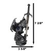 Legendary Silver Sorcerer Dragon Carrying Orb and Sword Letter Opener