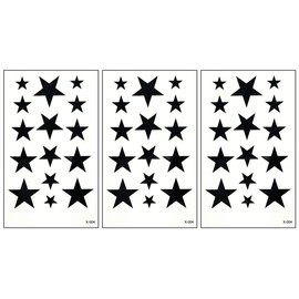 PARITA Small Tattoos Black Night Stars Temporary Tattoo Body Sticker Hand Neck Wrist Art Fashion Tattoo Fake Waterproof Cartoon Stickers for Adult Men Women Kids (Pack 3 PCS.) (06)