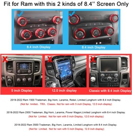 AC Knob Cover Trim for Ram 2019-2022, Air Condition & Volume Switch Knob Rings, Interior Accessories (5Pcs, Red)