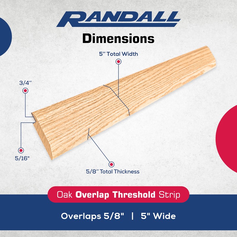 Red Oak Overlap Threshold 5" Wide x 5/8" Thick with