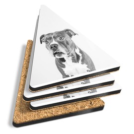 4 x Triangle Coasters - BW - American Pit Bull Staffy Terrier Dog Cork Backed MDF Glossy Tea Coffee Accessory #35142