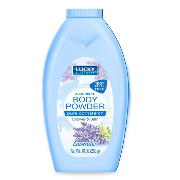 Lucky Super Soft Cornstarch Body Powder Lavender Talc Free 10
