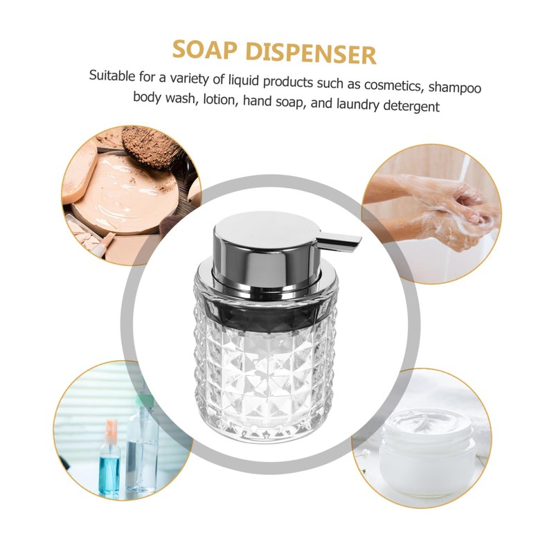 Mobestech Hand Soap Dispenser with Pump Elegant Diamond Patterned Refillable
