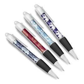 DV DESIGN Set of 4 Indian Elephants White Ballpoint Pens - African Pattern Print Animal Wild Theme Boys Girls Men Women Stationery Pen #79610