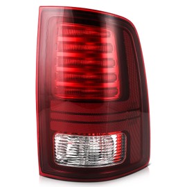 LBRST LED Tail light Assembly Compatible with for Ram 1500 for Ram 2500 2013-2018 for Ram 3500 2013-2018 Passenger Side Chrome Housing Red Lens