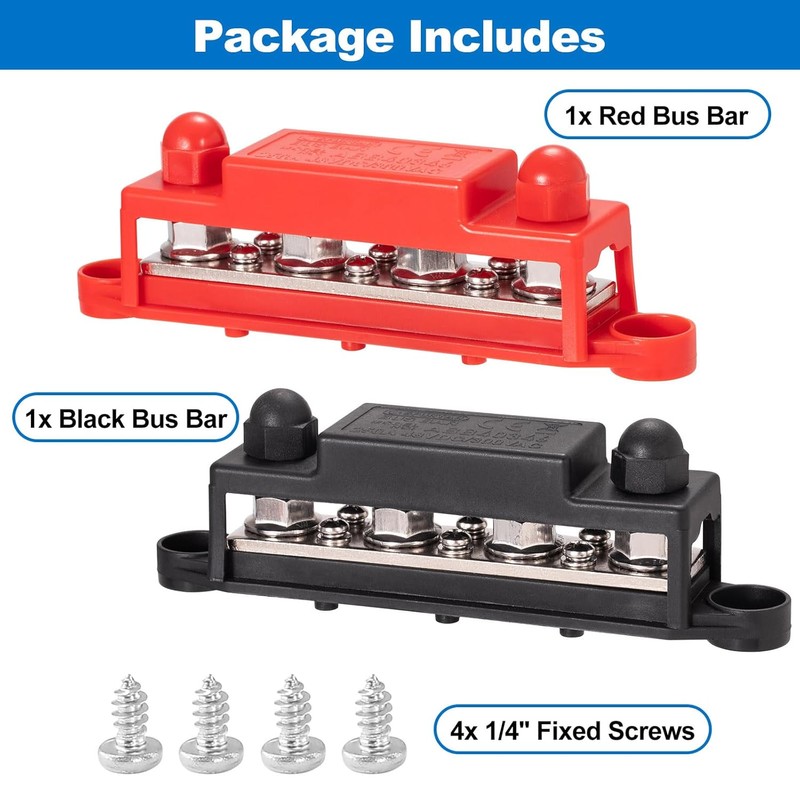 Spurtar 12V Bus Bar Power Distribution Block 4X 3/8'' M10