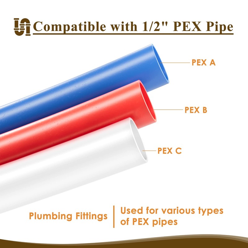 JUWO 1/2" PEX Tee, PEX Fitting for Plumbing Repairs, Sturdy