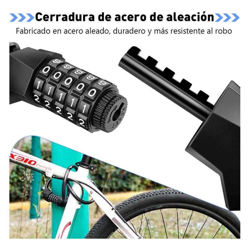 Candado Combinación Impermeable Para Bici/moto 1.5m Negro