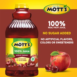 Mott's 100% Apple Cherry Juice, 64 Fl Oz Bottle (Pack Of 8), Made With 100% Apple & Cherry Juices, No Added Sugar, Excellent Source Of Vitamin C, 2 Servings Of Fruit Per 8oz, Gluten & Caffeine Free