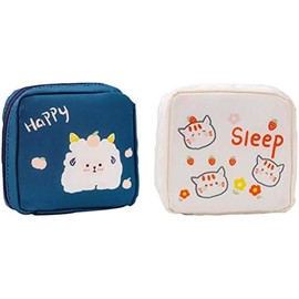 Bolsa de Almacenamiento Paquete para Toallas Sanitarias y Tela Oxford de Color de Gran Capacidad Diseño Ligero y Tela Oxford de Color , Patrón de Dibujos Animados Adorable para Uso Femenino Diario