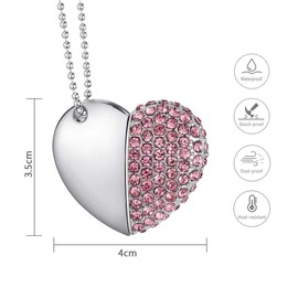 Garrulax USB Stick, Premium USB 2.0, Diamond Heart Shape 8GB / 16GB / 32GB USB Flash Drive Waterproof Memory Stick Memory Stick High Speed Transfer