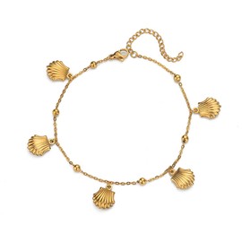 Lit Wall Shell Anklets for Women Trendy 14k Gold Plated Waterproof Sea Shell Anklet Adjustable Summer Beach Ocean Anklet Bracelet Gold Anklets Bracelet for Women