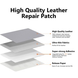 OcePor Self Adhesive Leather Repair Patch, 4 x 60 inch Leather Repair Tape, Leather Patches for Furniture, Vinyl Leather Repair Kit for Couches, Boat Seats, Furniture, Cars(Grey)
