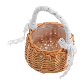 Hohopeti Elegant Round Wicker Basket Home Decor Essential Natural Rattan Picnic Basket Practical Container Large Sundries Storage Australian Market