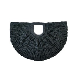 HuiYStar Straw Tote Bag Summer Beach Bag Handmade Straw Bag Made of Braided Rattan for Women Travel, black