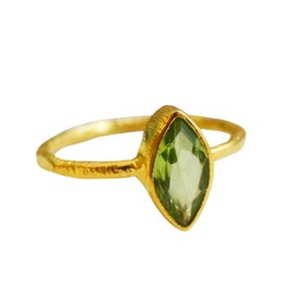 Petite Marquise Peridot vergoldet Sterling Silber Ring - Natürlicher Edelstein - Geburtstagsgeschenk - Weihnachtsgeschenk - Handgefertigte Geschenkideen für Frauen (Größe: US Size 7 / Diameter 17.3)