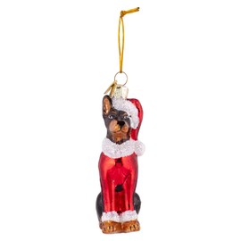 Noble Gems™ Glass Doberman With Santa Suit Ornament