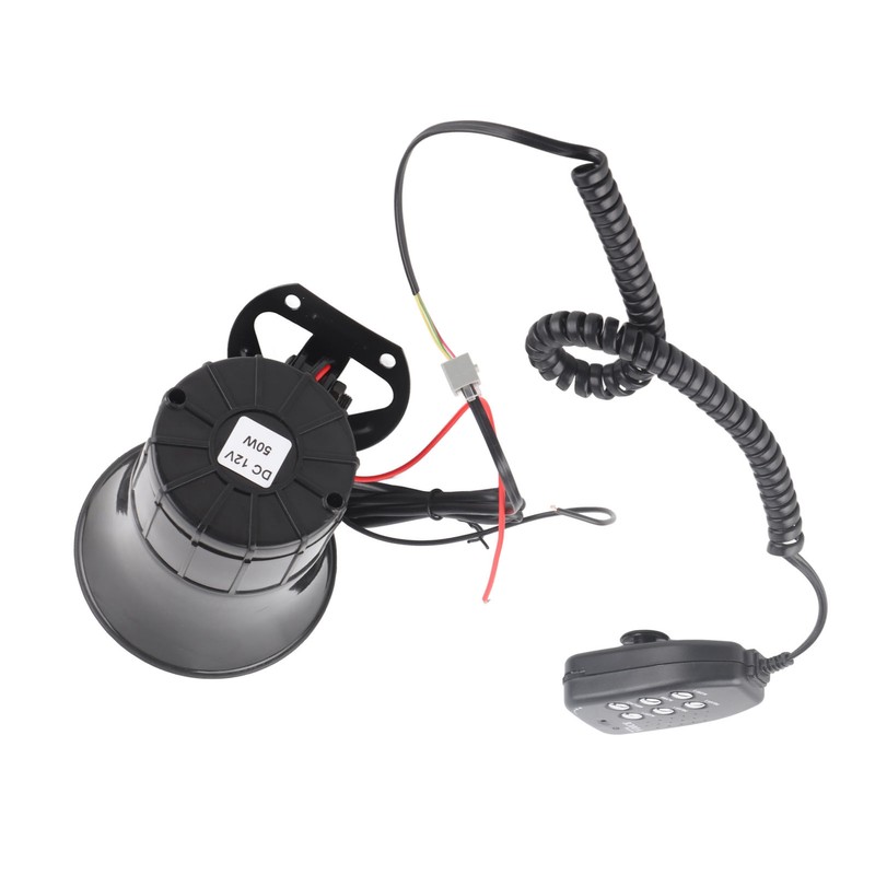 50W 120dB Car Loud Horn 6 Sounds Emergency Warning Alarm