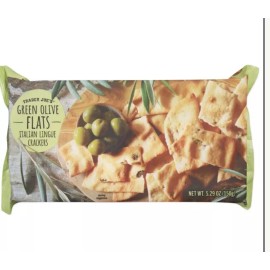Trader Joe's 2 Pack Trader Joe's Green Olive Flats Italian Lingue Crackers 5.29 oz NEW ITEM