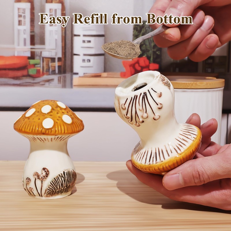Ceramic Mushroom Salt and Pepper Shakers Set – Whimsical Kitchen
